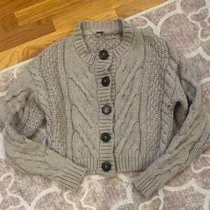 Free People Tan cable knit cardigan size XS